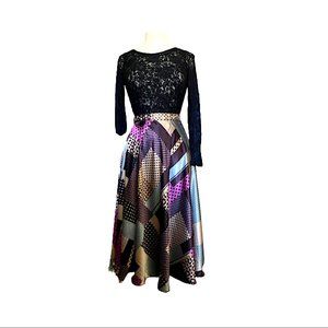 Women printed embellished satin skirt
